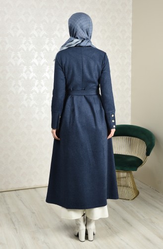 Pleated Belted Coat Indigo 5003-05