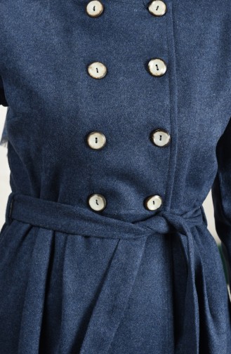 Pleated Belted Coat Indigo 5003-05