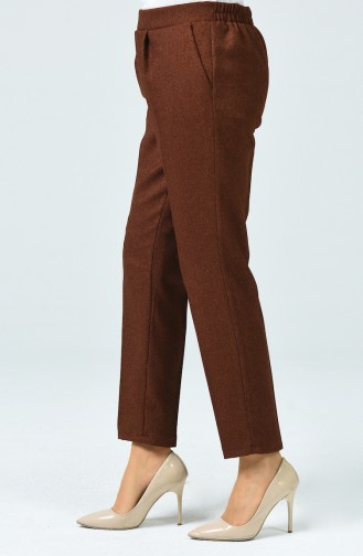 Straight Leg Trousers with Pockets 0881a-01 Brown 0881A-01