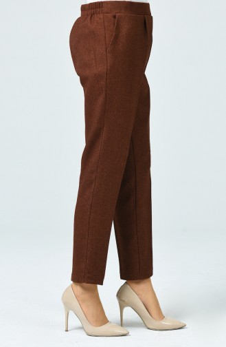 Straight Leg Trousers with Pockets 0881a-01 Brown 0881A-01