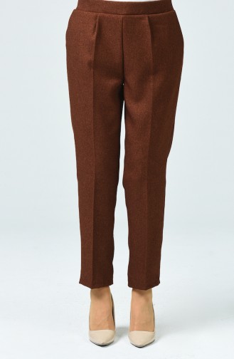 Straight Leg Trousers with Pockets 0881a-01 Brown 0881A-01