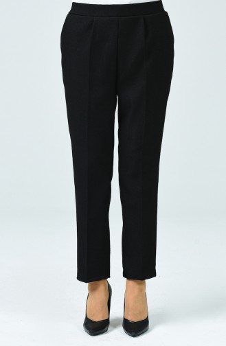 Straight Leg Trousers with Pockets 0881a-04 Black 0881A-04