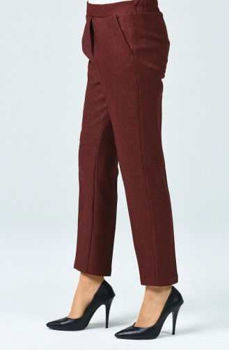 Straight Leg Trousers with Pockets 0881a-05 Burgundy 0881A-05