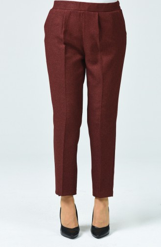 Straight Leg Trousers with Pockets 0881a-05 Burgundy 0881A-05