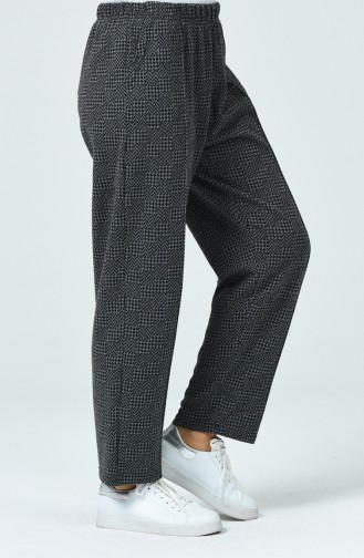 Big Size Patterned Pants Gray 7967-01