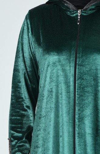 Büyük Beden Kadife Tunik Pantolon İkili Takım 2665-05 Zümrüt Yeşili