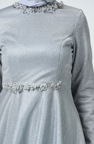 Gray Hijab Evening Dress 1005-01