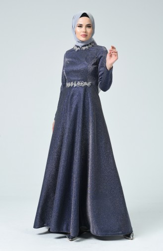 Saxe Hijab Evening Dress 1005-03