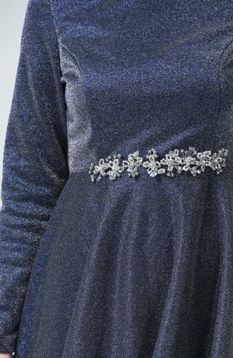 Saks-Blau Hijab-Abendkleider 1005-03