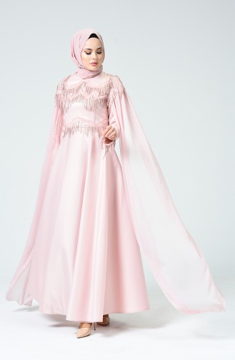 Powder Hijab Evening Dress 1008-02