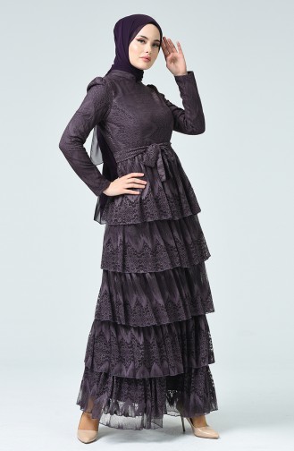 Purple Hijab Evening Dress 1009-01