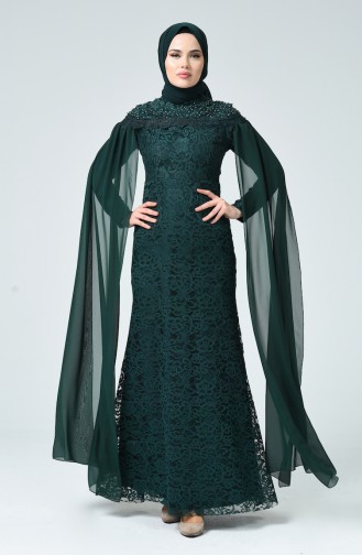 Emerald Green Hijab Evening Dress 5231-02