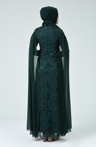 Lace Overlay Evening Dress Emerald Green 5231-02