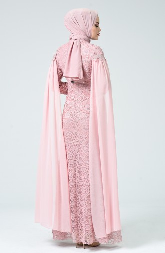 Lace Overlay Evening Dress Powder 5231-03