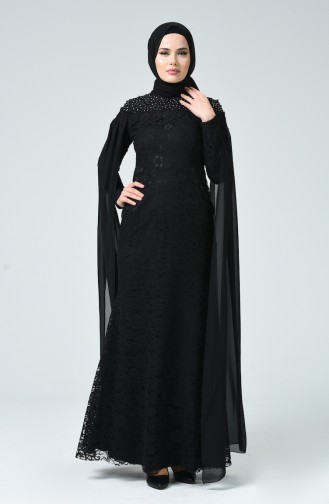 Black Hijab Evening Dress 5231-04