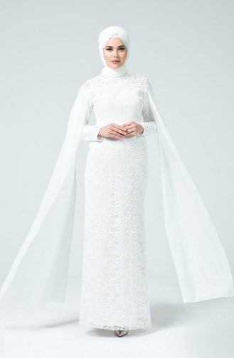 فستان سهرة دانتيل أبيض 5231-05
