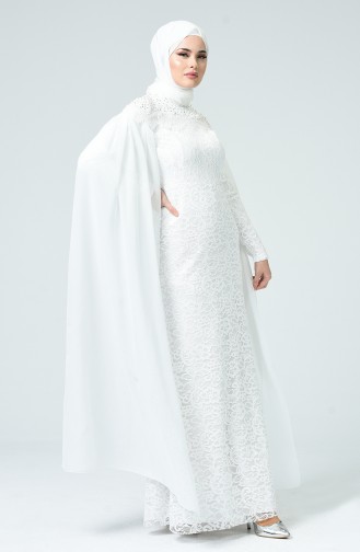 White Hijab Evening Dress 5231-05