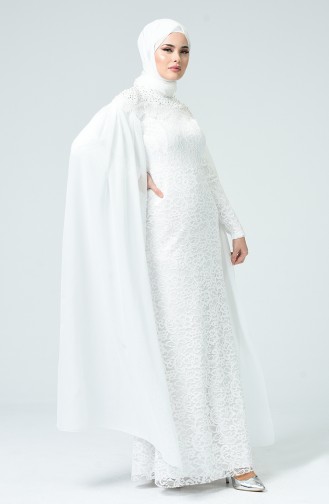 Robe de Soirée à Dentelle  5231-05 Blanc 5231-05