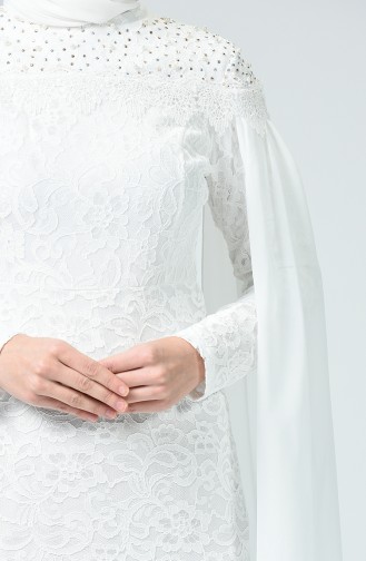 White Hijab Evening Dress 5231-05