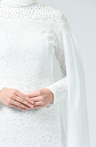 Robe de Soirée à Dentelle 5231-05 Blanc 5231-05