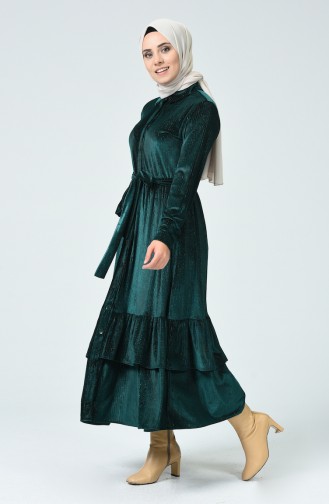 Smaragdgrün Hijab Kleider 1046-01