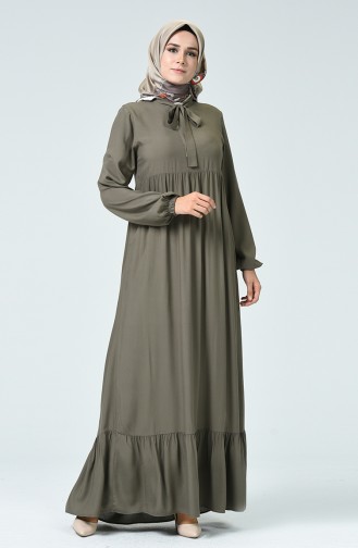 Khaki Hijab Dress 1343-04
