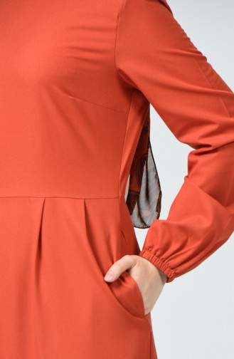 Kleid mit Falten 2040-03 Ziegelrot 2040-03