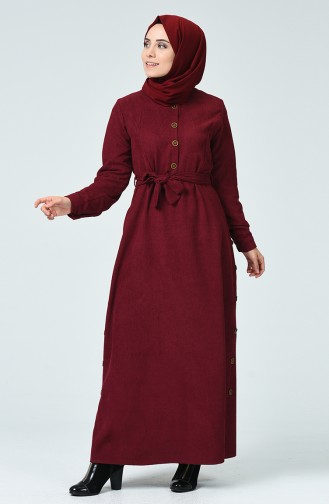 Weinrot Hijab Kleider 9068-01