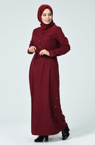 Claret Red Hijab Dress 9068-01