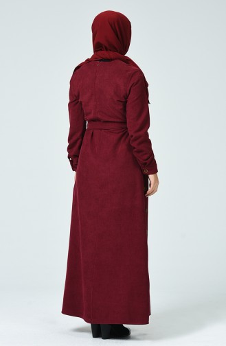 Claret Red Hijab Dress 9068-01