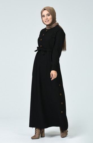 Schwarz Hijab Kleider 9068-02