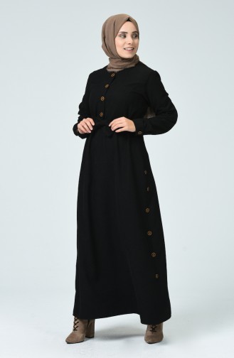 Schwarz Hijab Kleider 9068-02