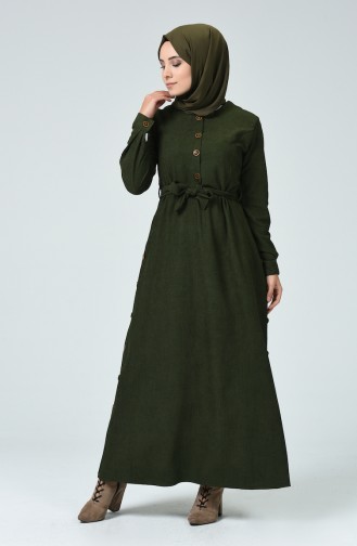 Khaki Hijab Kleider 9068-03