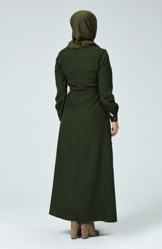 Khaki Hijab Dress 9068-03