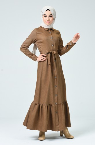 Milk Coffee Hijab Dress 0271-02