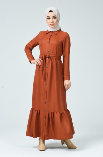 Brick Red Hijab Dress 0271-03