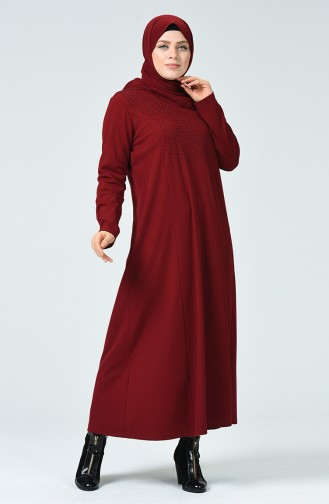 Claret Red Hijab Dress 0020-01