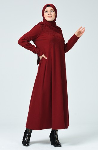 Claret Red Hijab Dress 0020-01