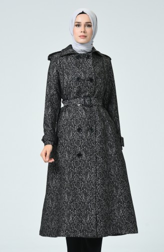 Trench Coat à Motifs 8004-01 Noir 8004-01