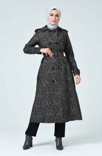 Trench Coat à Motifs 8004-01 Noir 8004-01