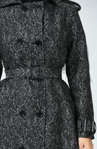 Trench Coat à Motifs 8004-01 Noir 8004-01