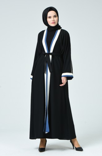 Abaya à Ceinture 1730-01 Noir 1730-01