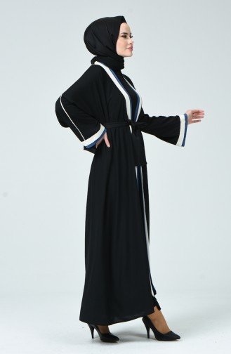 Abaya à Ceinture 1730-01 Noir 1730-01