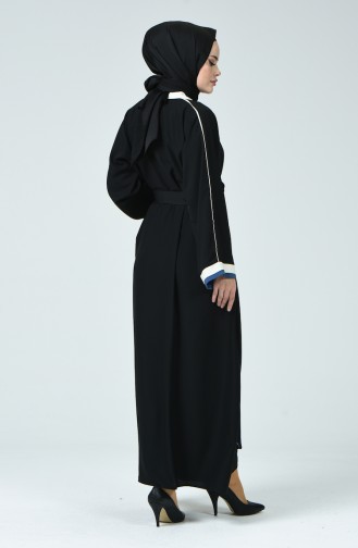 Kuşaklı Abaya 1730-01 Siyah