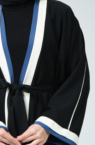 Abaya à Ceinture 1730-01 Noir 1730-01