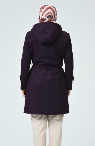 Big Size Hooded Felt Coat Purple 0112-03