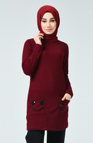 Sequined Tricot Sweater Bordeaux 4329-03