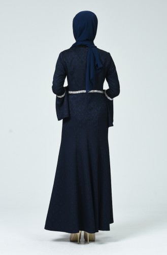 Navy Blue İslamitische Avondjurk 60081-01