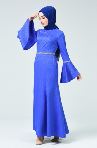 Taşlı Abiye Elbise 60081-02 Mor