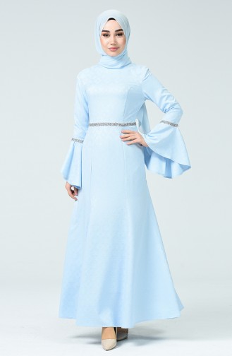 Baby Blue Hijab Evening Dress 60081-03